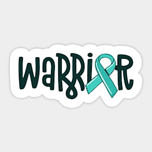 Warrior Ovarian Cancer Awareness Teal Ribbon Chemo Sticker